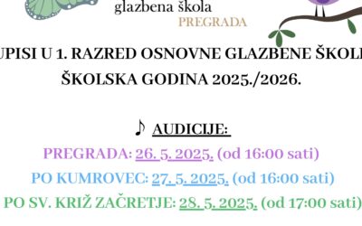 UPISI U 1. RAZRED OSNOVNE GLAZBENE ŠKOLE!