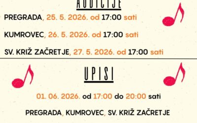 AUDICIJE I UPISI U 1. RAZRED OSNOVNE GLAZBENE ŠKOLE!