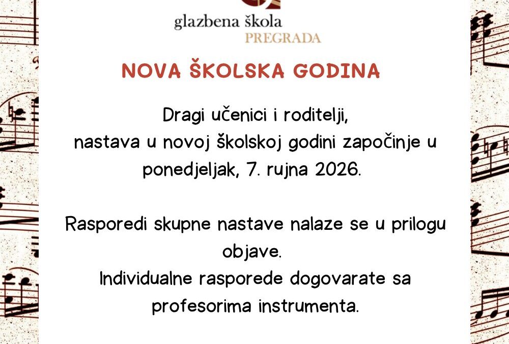 Rasporedi skupne nastave za šk. god. 2026. / 2027.